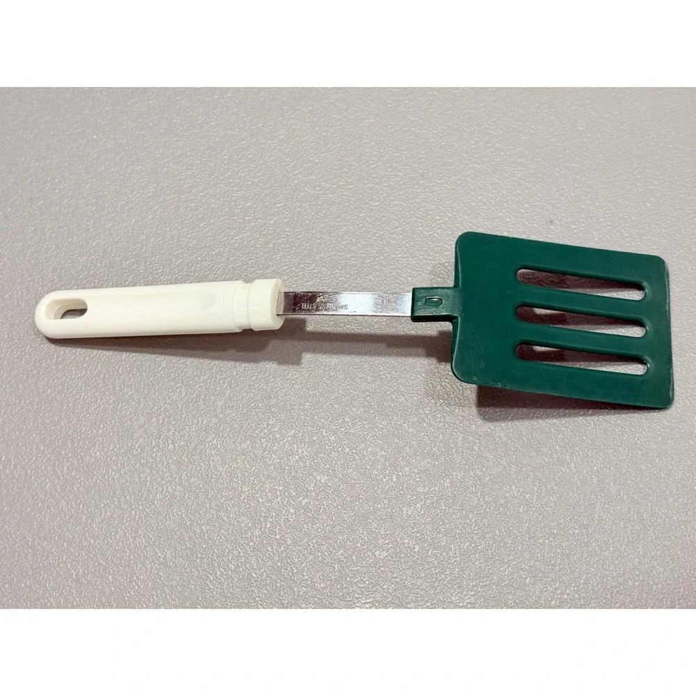VTG Spatula Turner Green White Kitchen Utensil Stainless Steel Nylon small